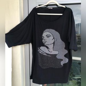 Black tee with rhinestone detailing